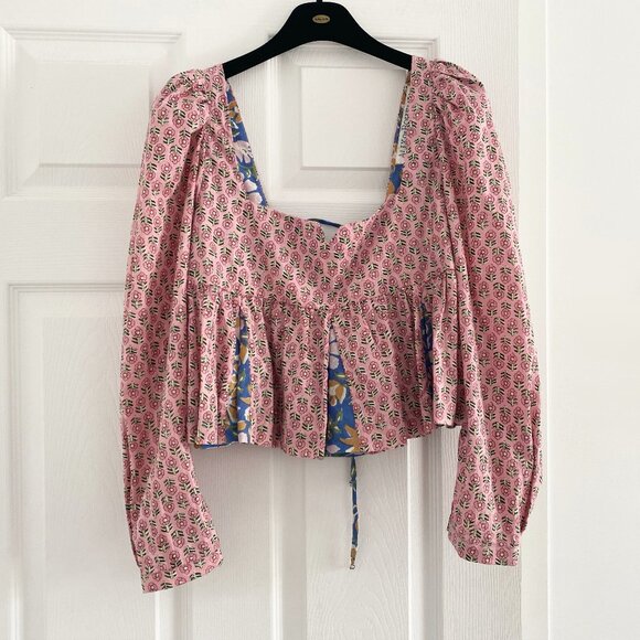 Alix of Bohemia Printed L/S Top with Lace up Back, size Small - Picture 3 of 15